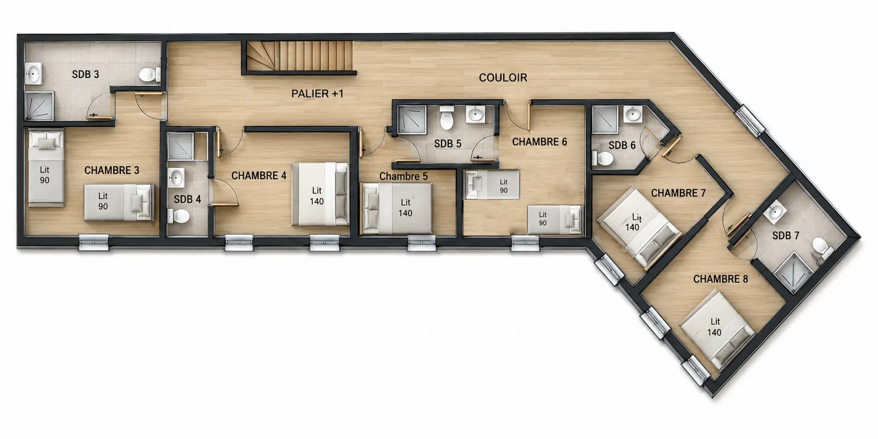 Niveau 1 — les chambres
